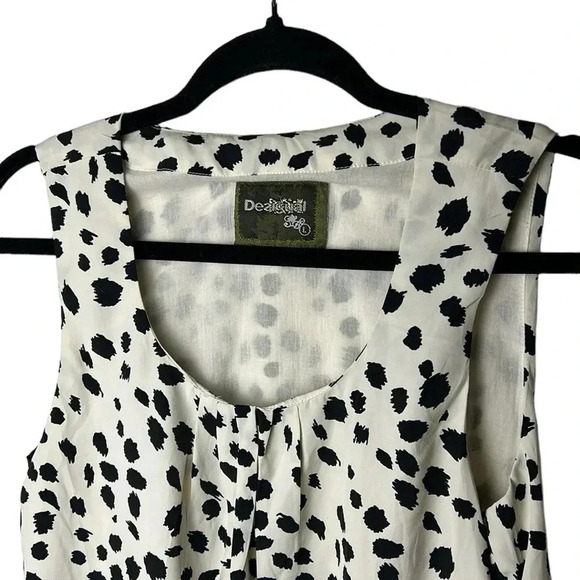 DESIGUAL pleated polka dots dress,sleeveless,B&W dalmatian,dots,pockets,like new - Picture 7 of 11